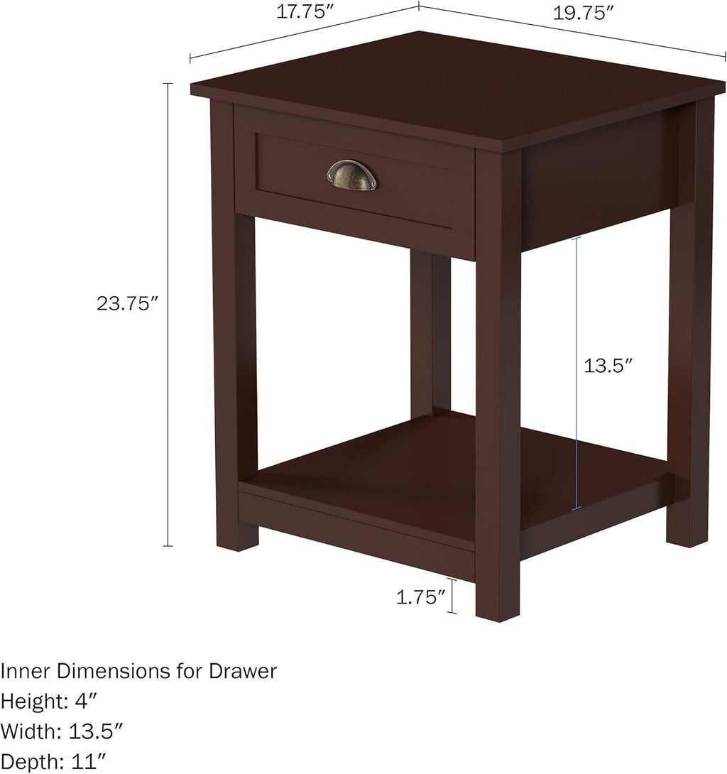 Set of 2 Shaker Style End Tables with Drawer