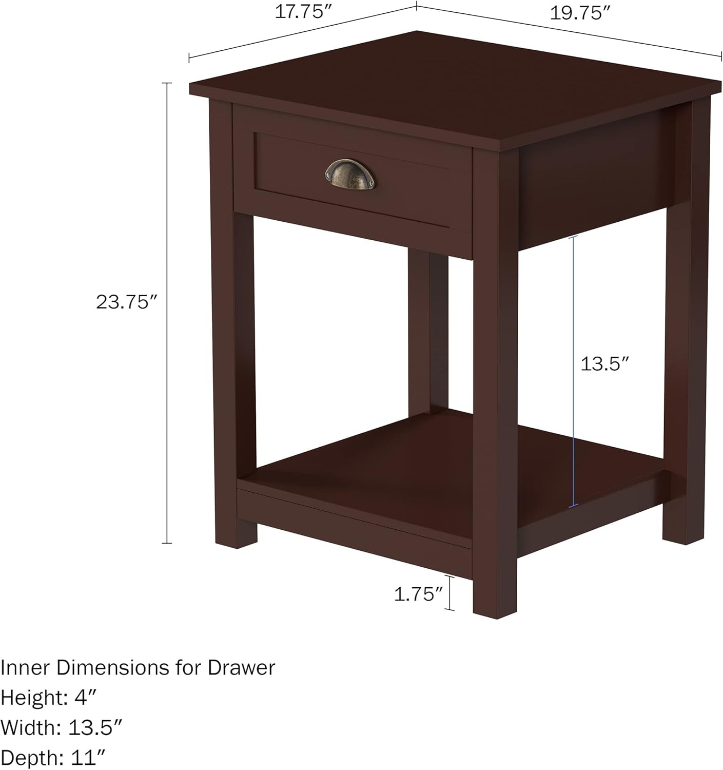 Set of 2 Shaker Style End Tables with Drawer