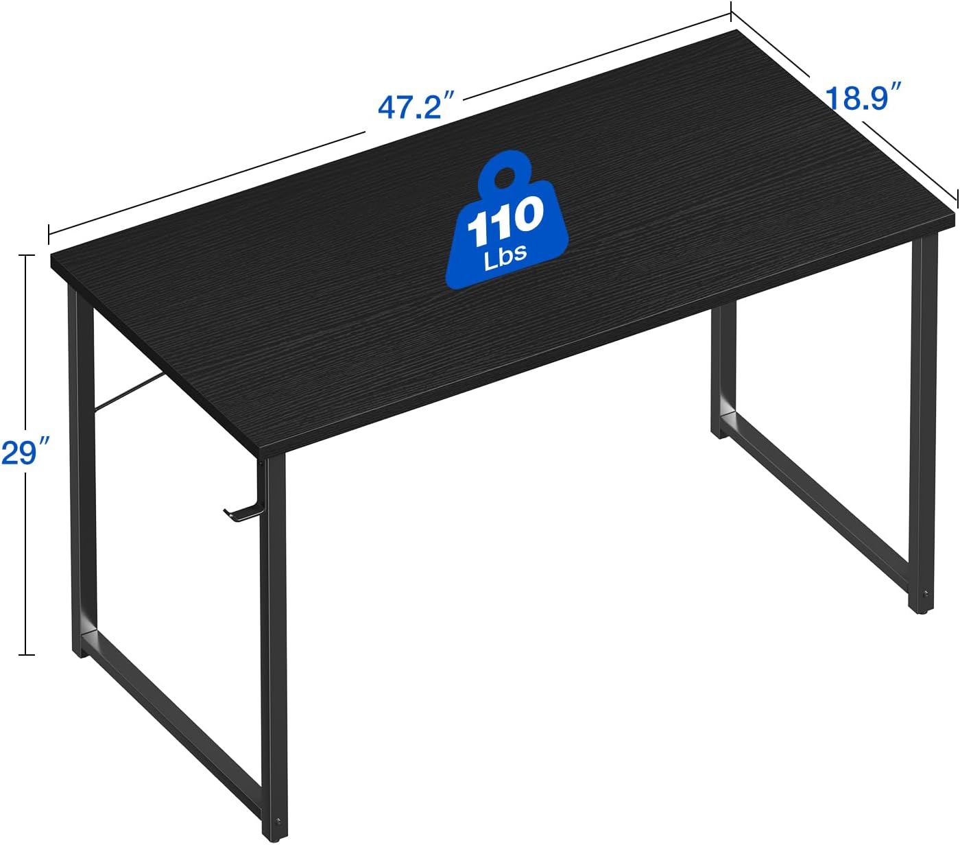 48-Inch Computer Desk with Headphone Hooks