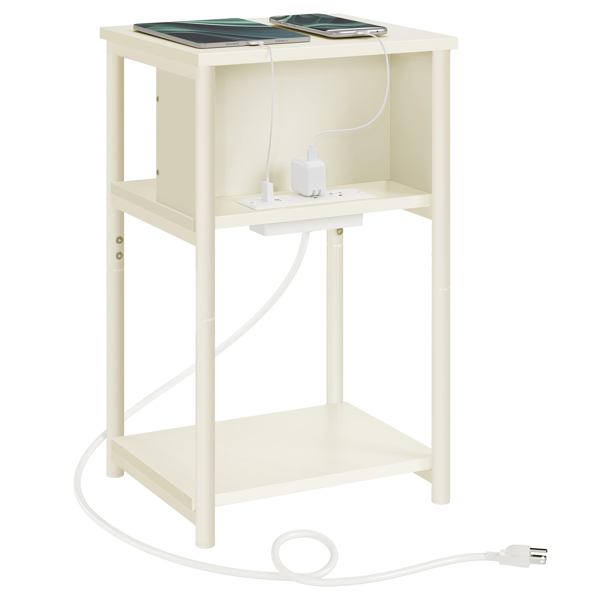 Side Table with Charging Station 11.8"x13.4"x22.8"