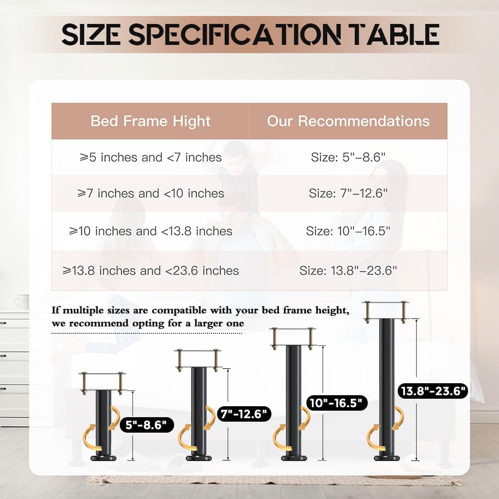 Adjustable Bed Frame Support Legs for Queen/King Beds