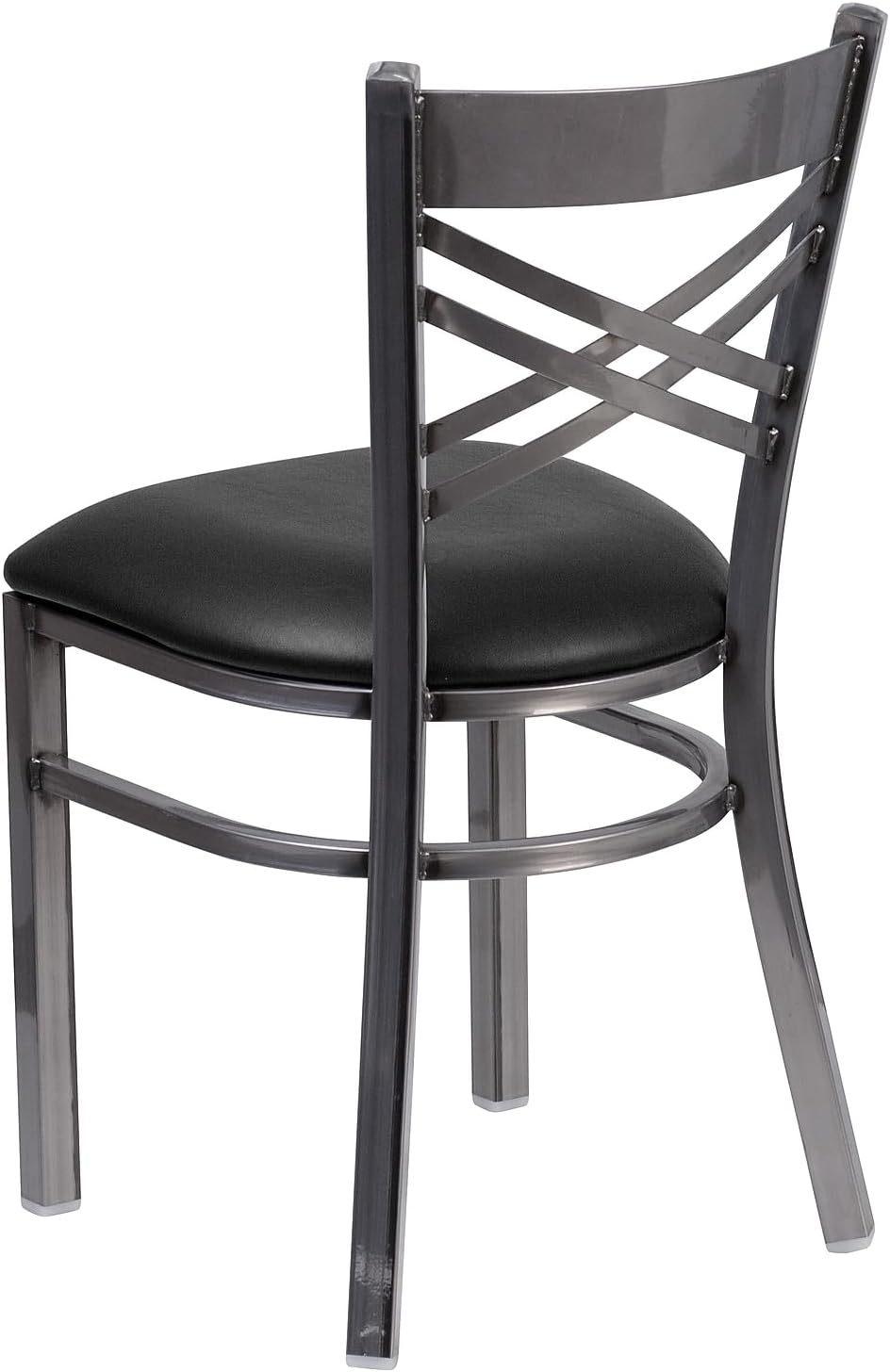 2-Pack Metal Restaurant Chairs with Black Vinyl Seat