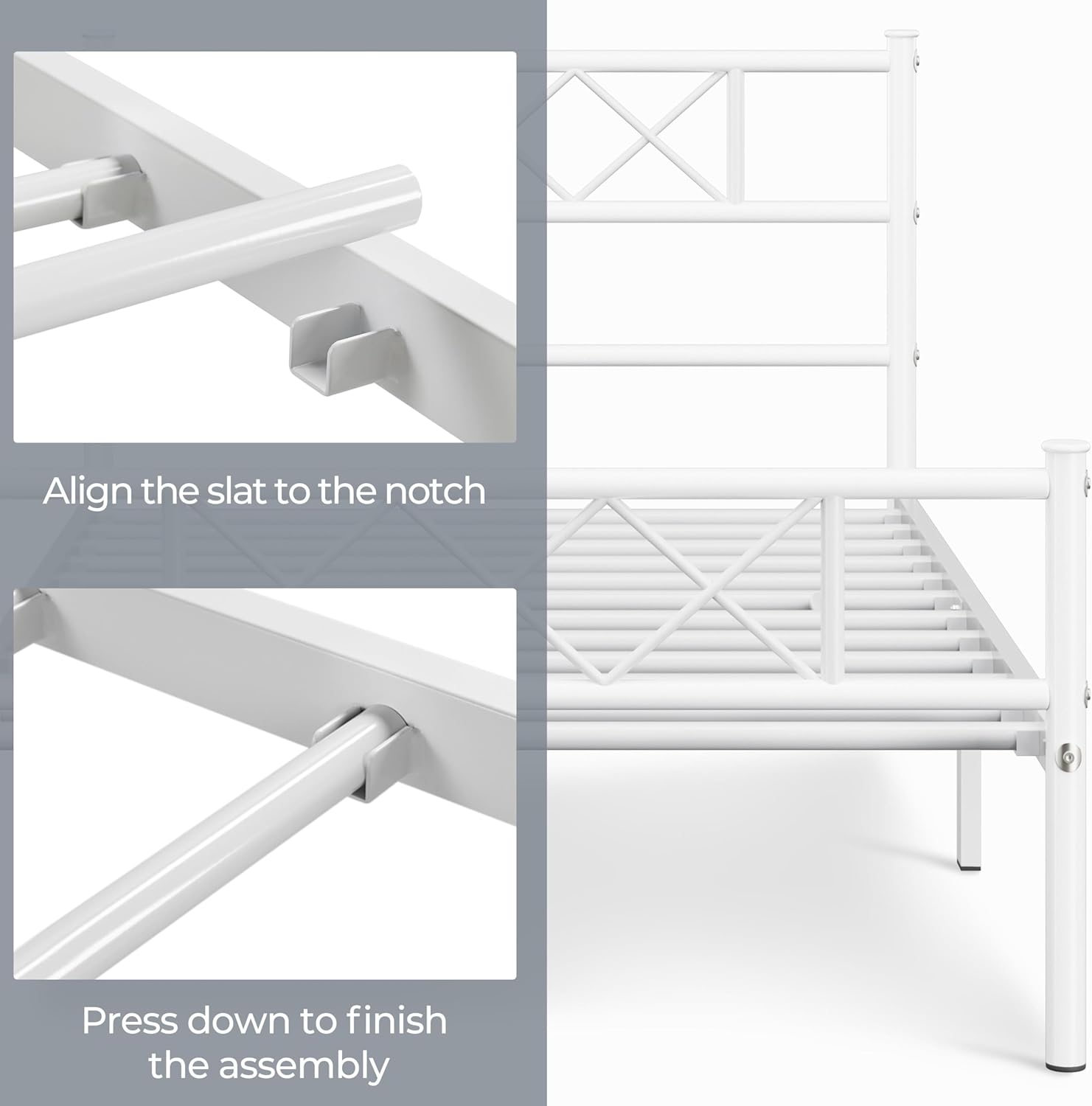 Twin Size Metal Platform Bed Frame with Headboard