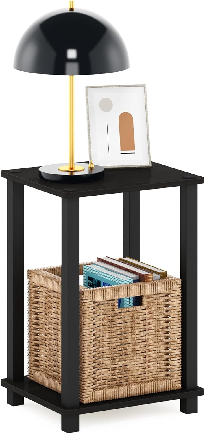 Small 2-Tier Nightstand with Open Shelf