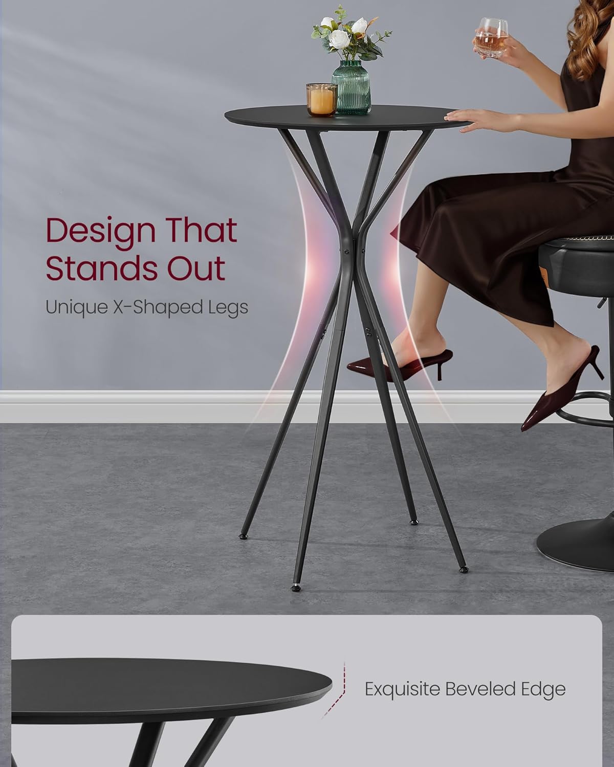 Round Cocktail Bar Table 23.6" x 23.6" x 41.3"