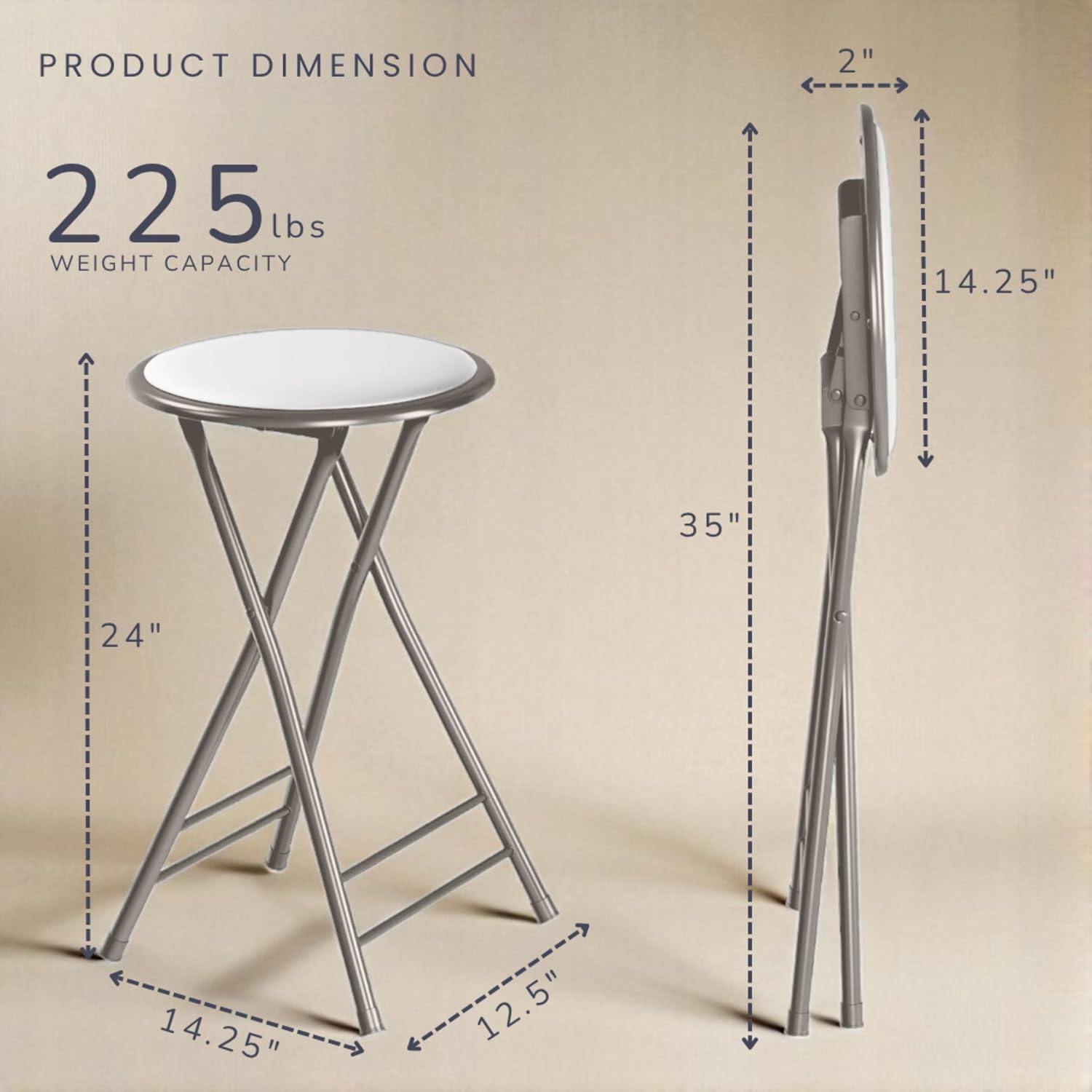 Set of 2 Backless Folding Bar Stools