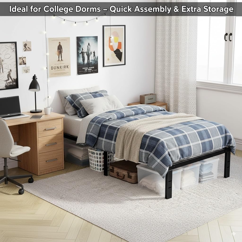 Queen Metal Platform Bed Frame with Storage