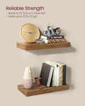 Set of 2 Rustic Brown Floating Wall Shelves 8"x15.7"