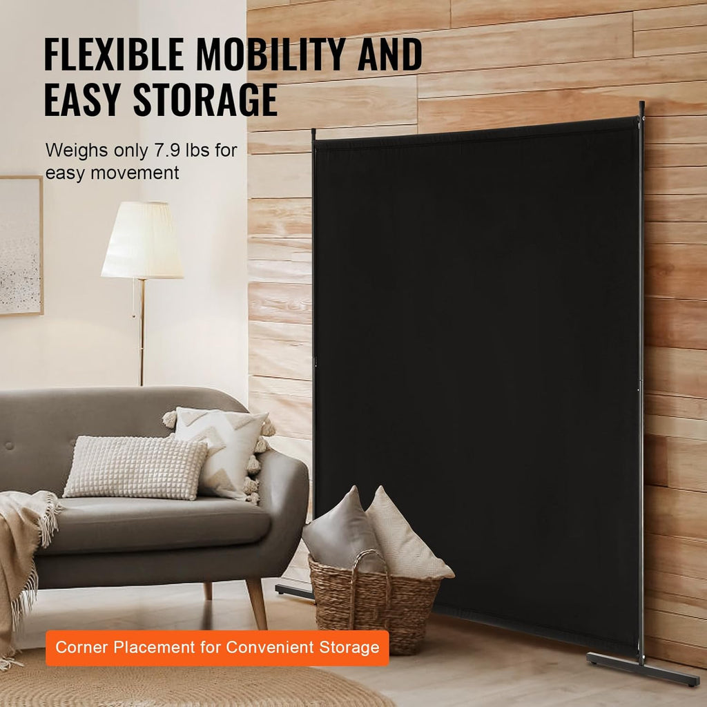 6FT Black Room Divider Privacy Screen