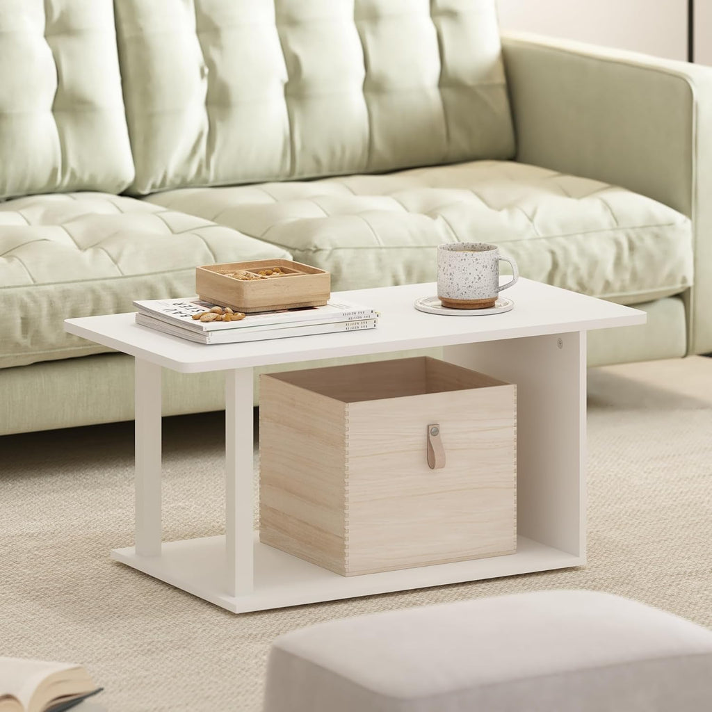 2-Tier Modern Coffee Table with Open Shelf