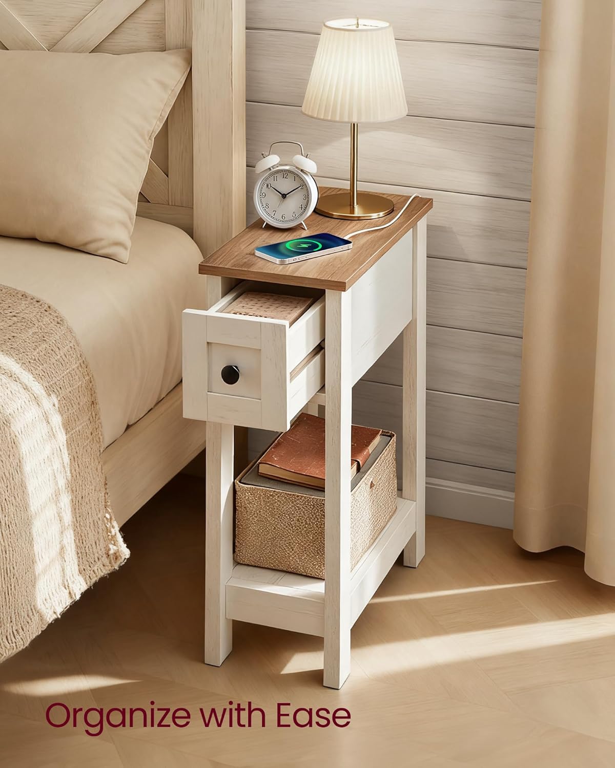 Farmhouse End Table with Storage Drawer