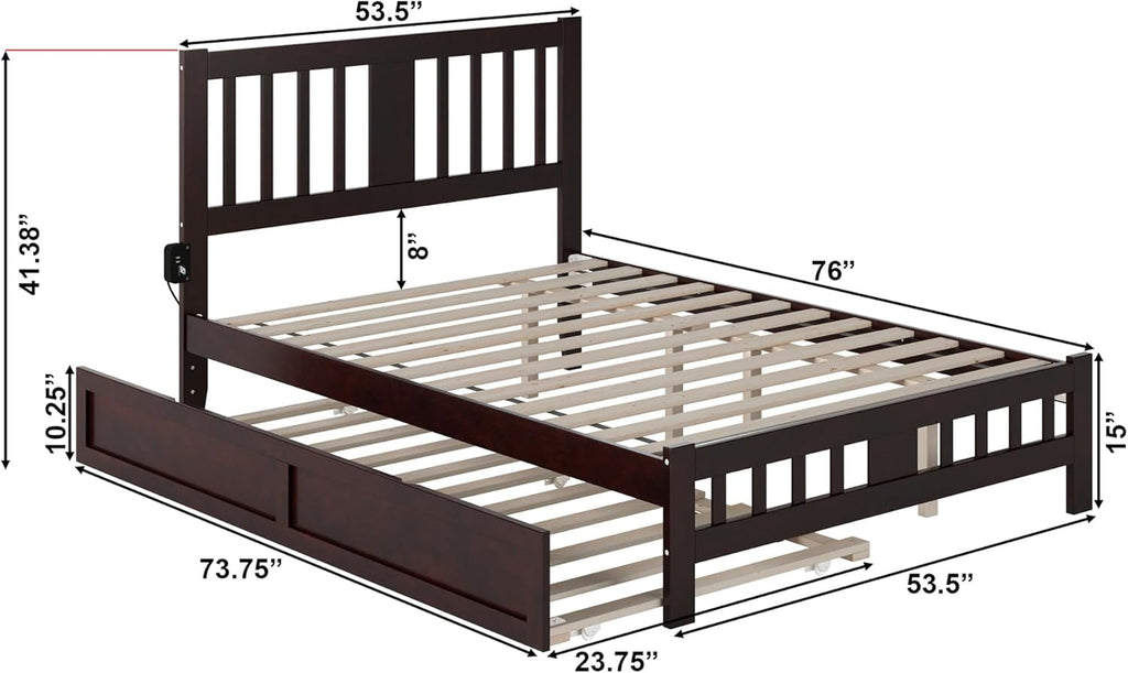 Twin XL Platform Bed with Trundle, Espresso
