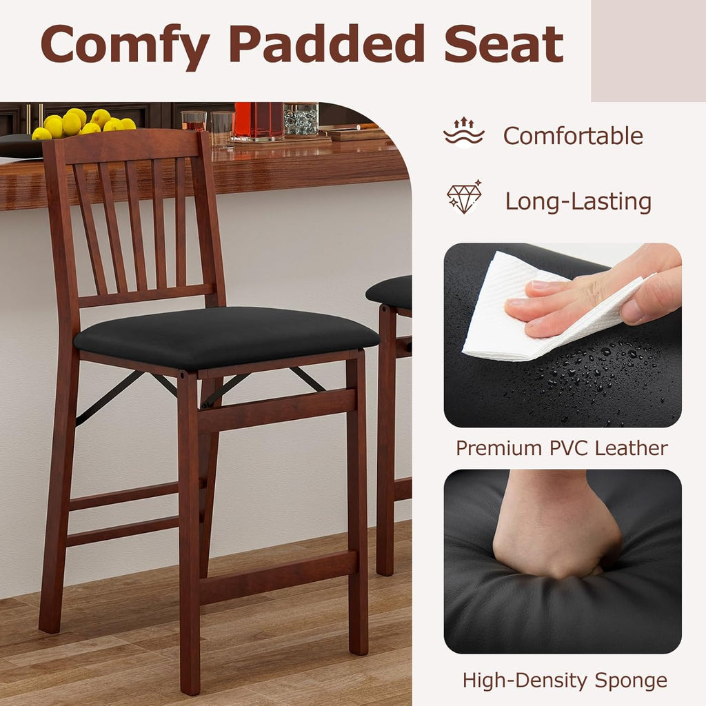 Set of 4 Folding Counter Height Bar Stools 24.5"