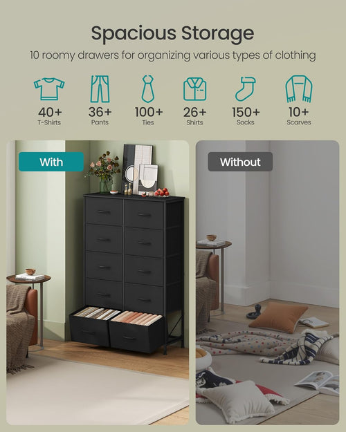 10-Drawer Rustic Brown and Ink Black Dresser