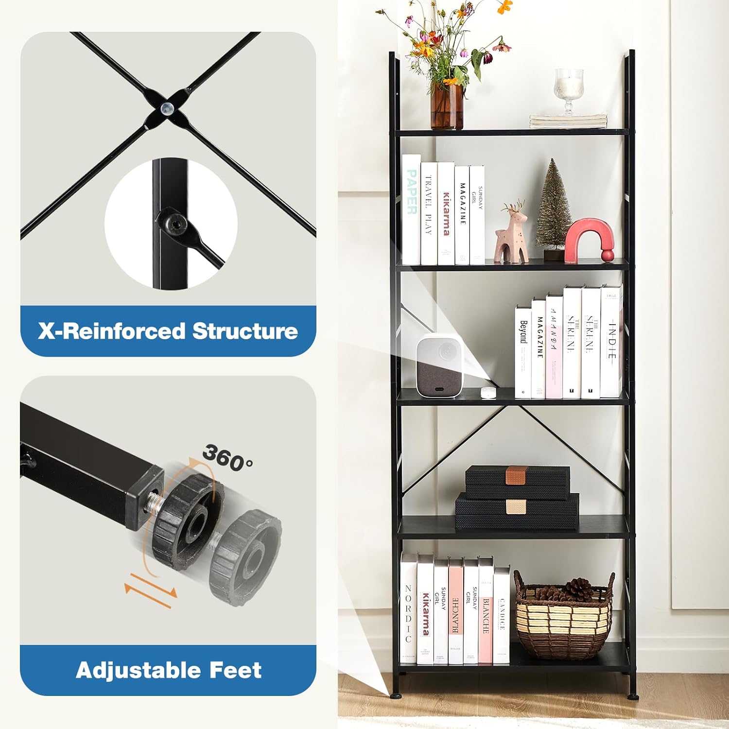 DUMOS 5-Tier Bookshelf
