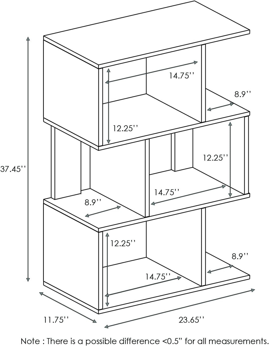 3-Tier Open Book Shelf