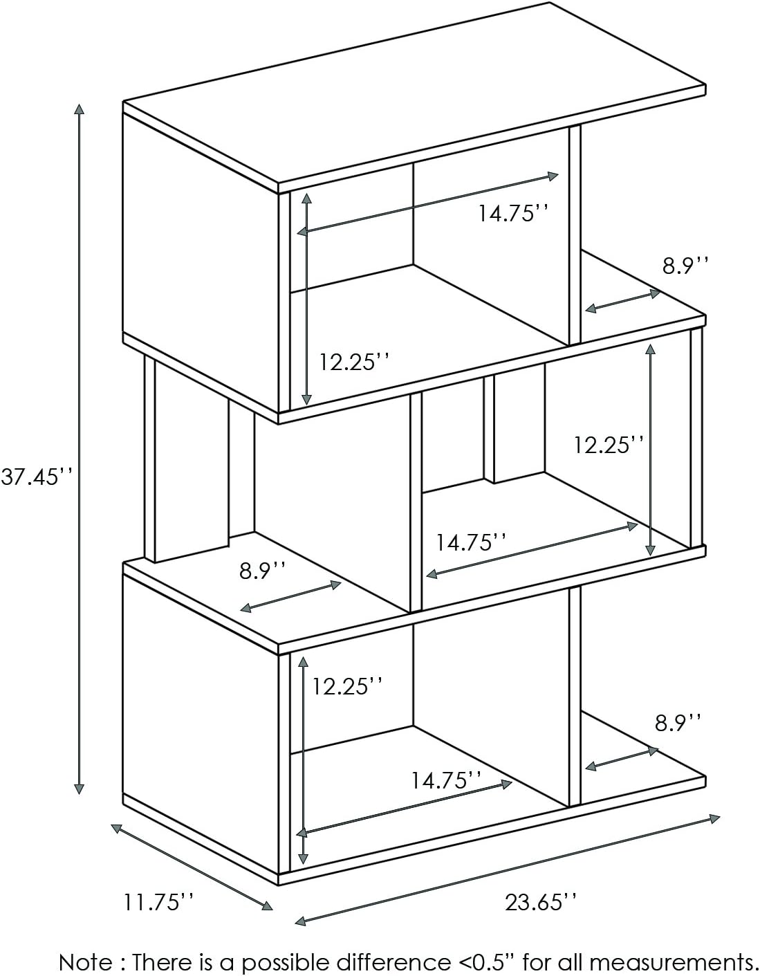 3-Tier Open Book Shelf