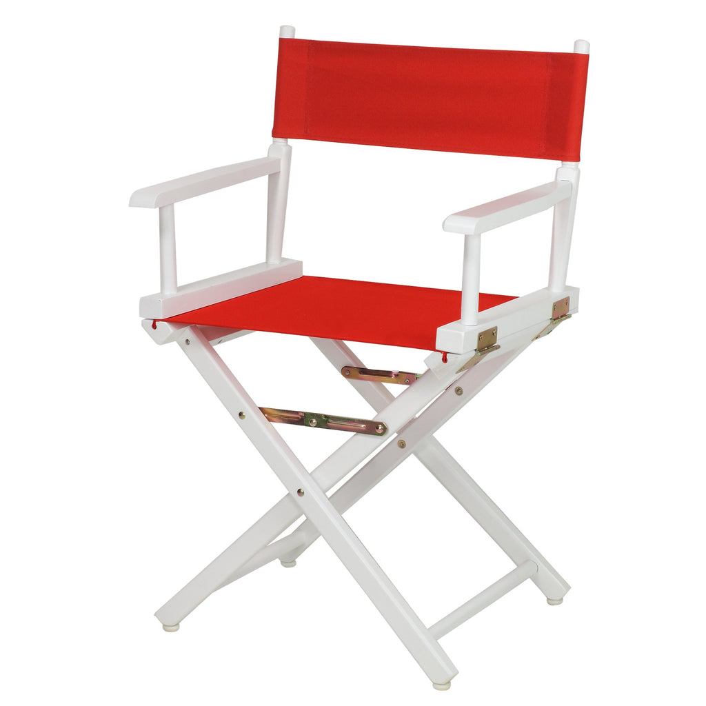 18" Director's Chair with White Frame and Red Canvas