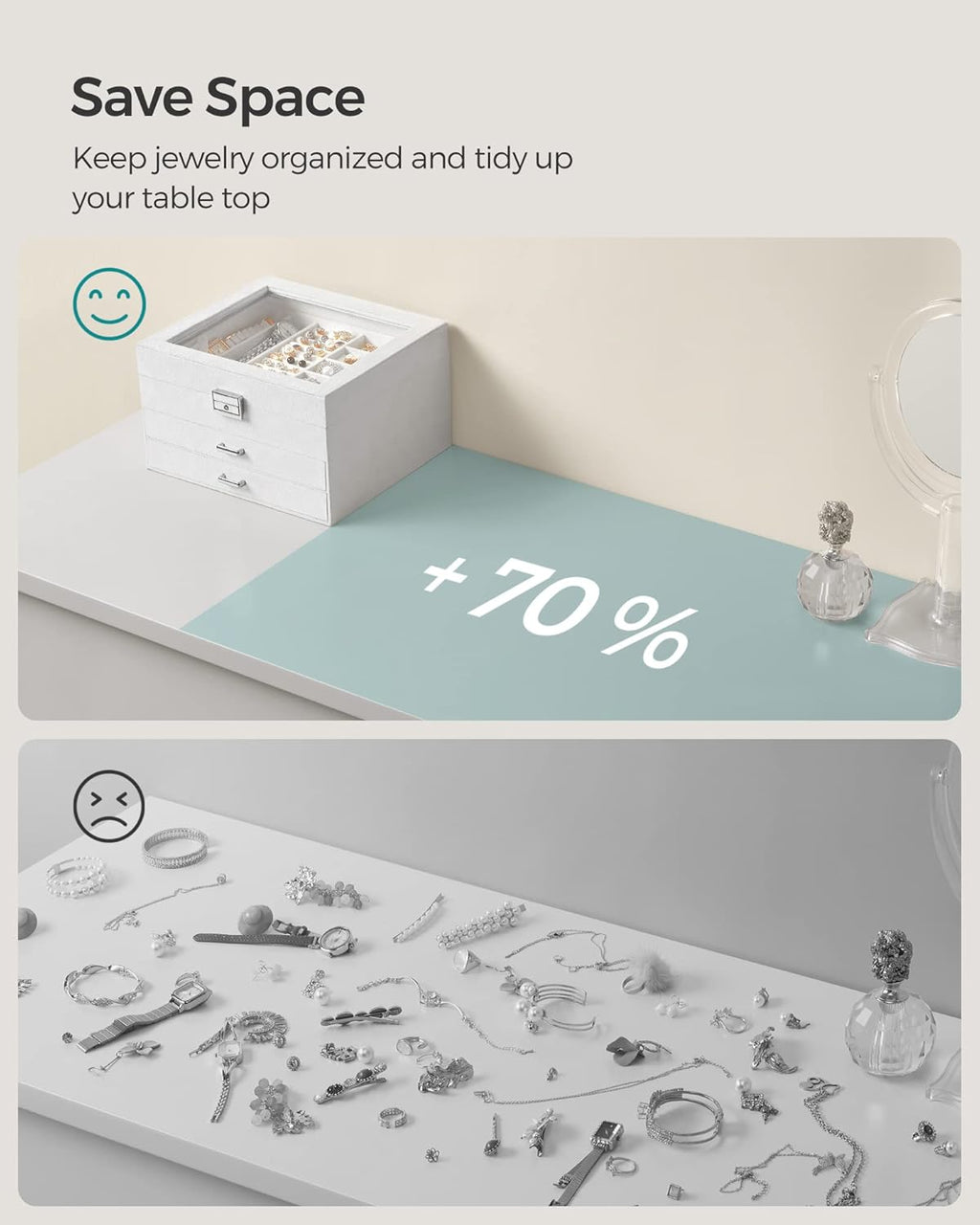 Lockable Jewelry Box with Glass Window