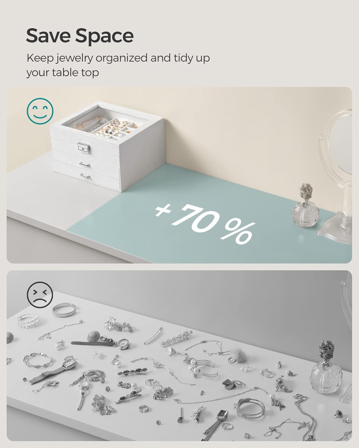 Lockable Jewelry Box with Glass Window