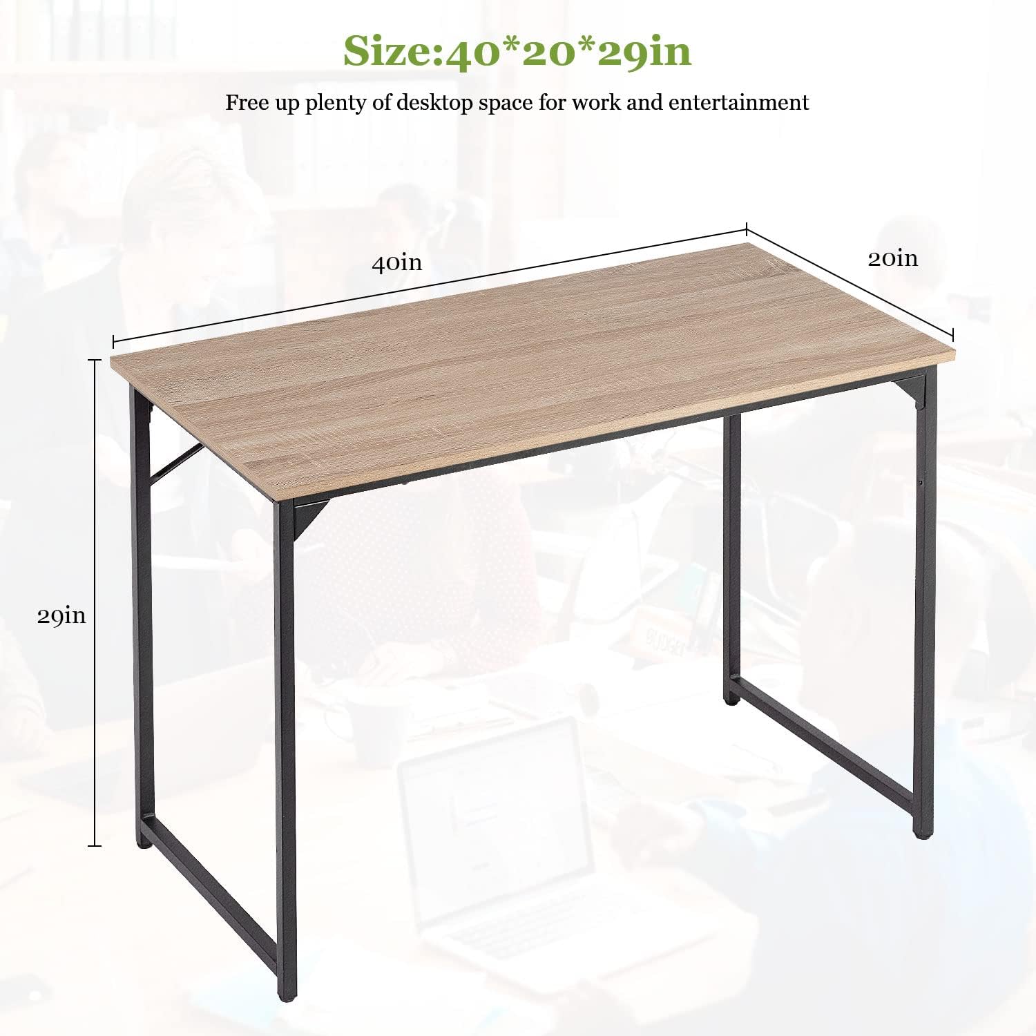 39" Computer Desk with Metal Frame