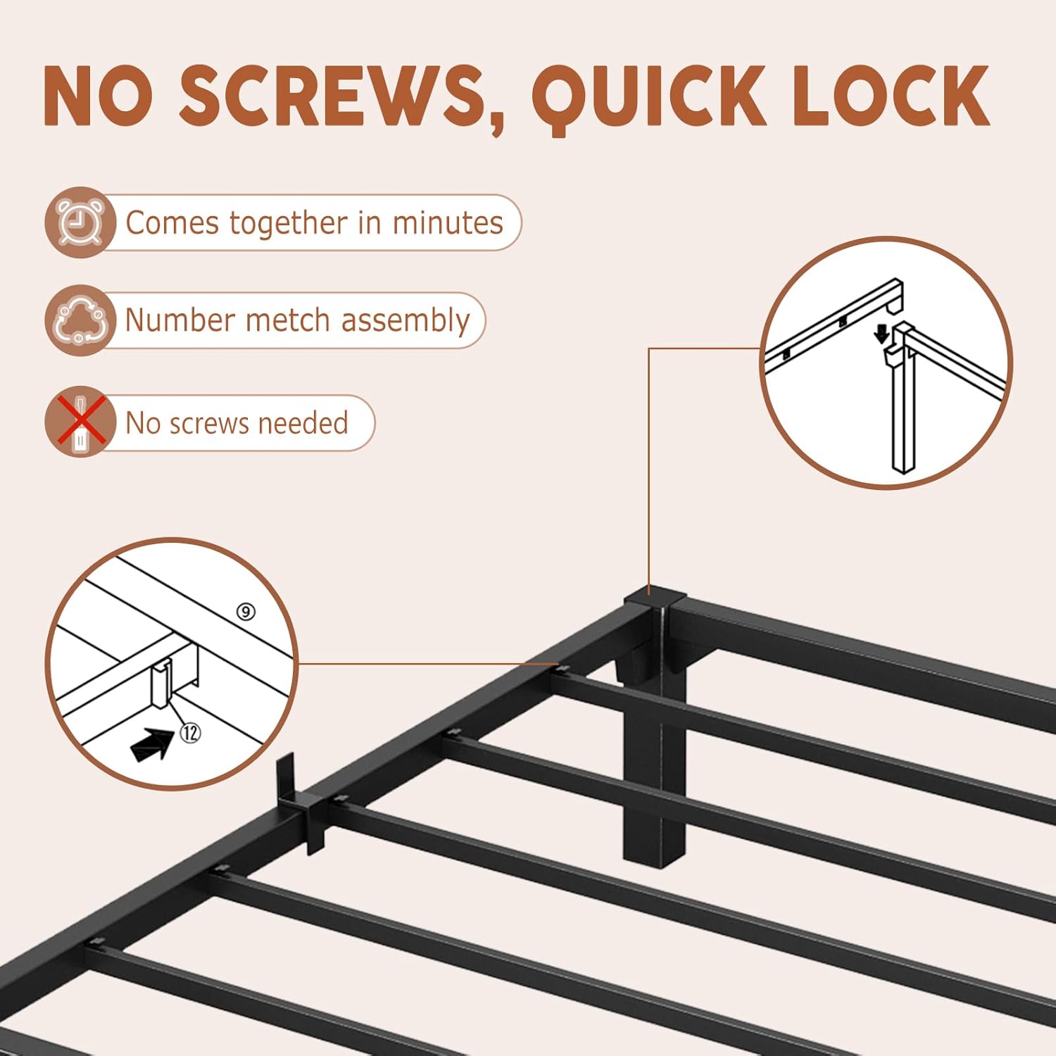 Queen Tool-Free Bed Frame