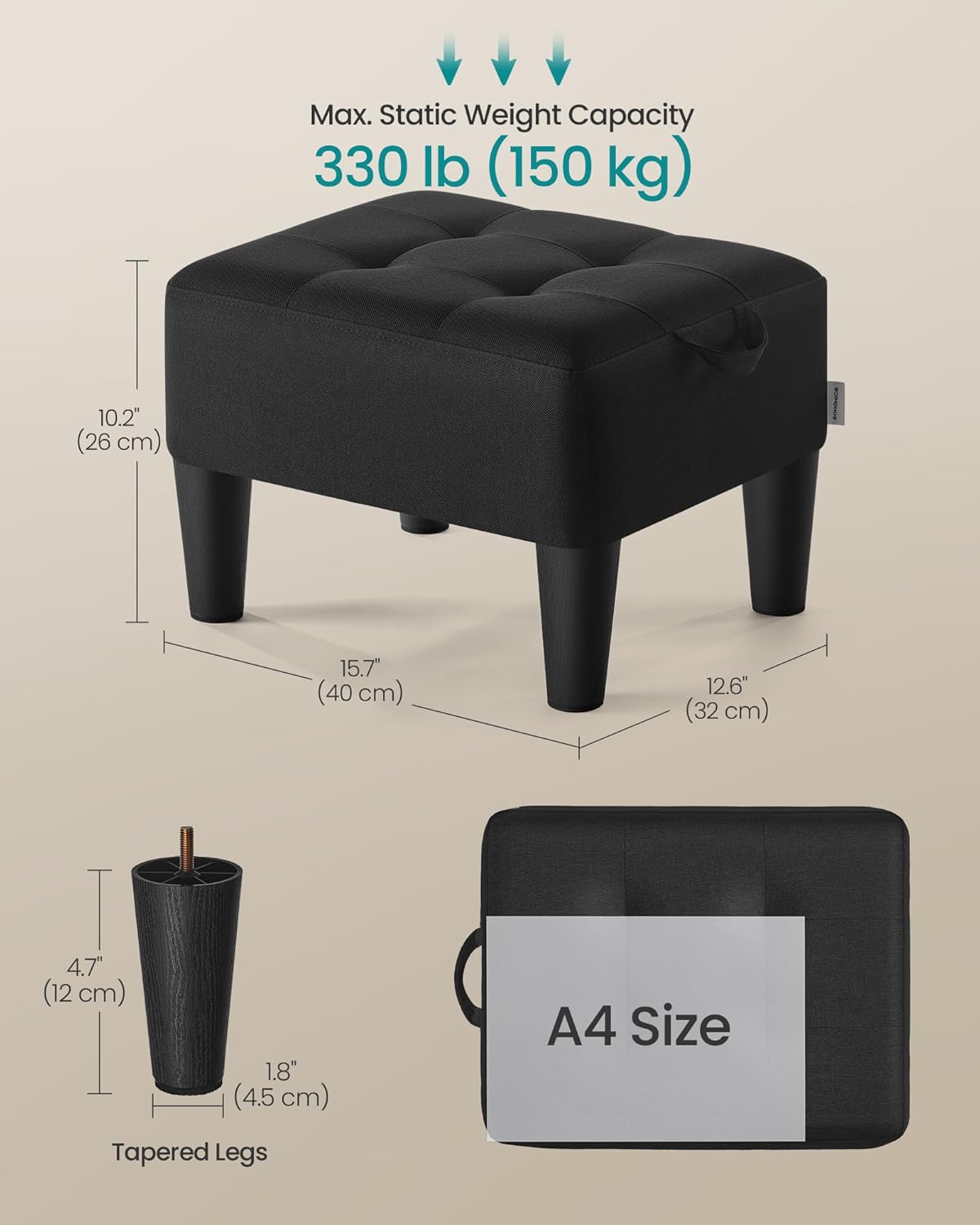 Small Footstool Ottoman with Legs