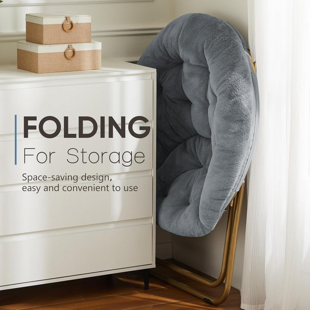 Large Comfy Faux Fur Folding Chair