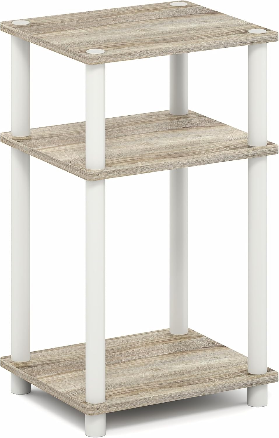 3-Tier Light Oak Side Table with Open Shelf