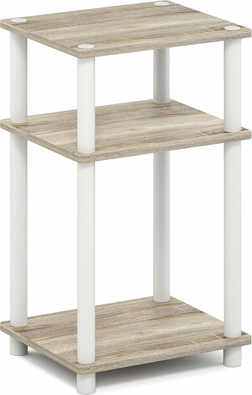 3-Tier Light Oak Side Table with Open Shelf