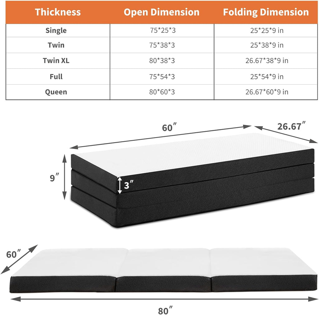 Queen Size Tri-fold Mattress 3 Inch