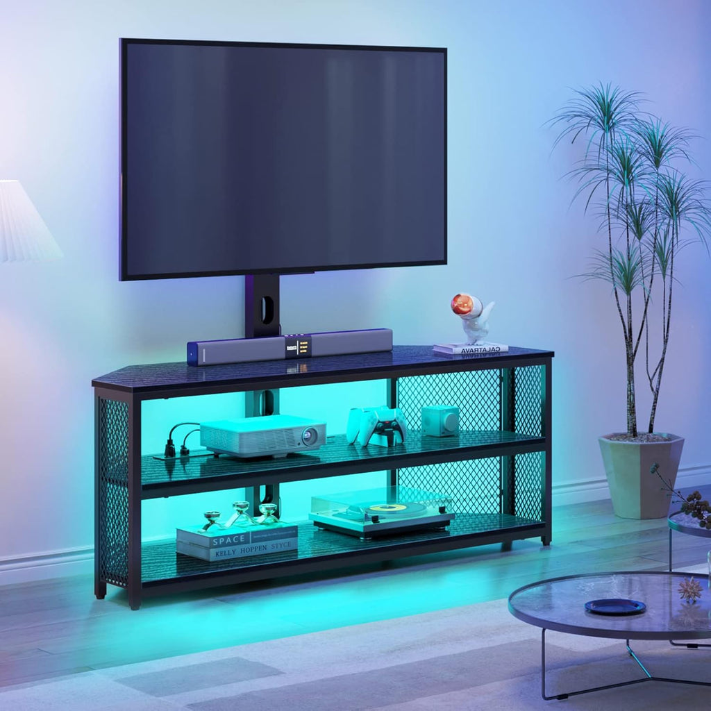 Rolanstar TV Stand with Swivel Mount & LED Lights for 32-70
