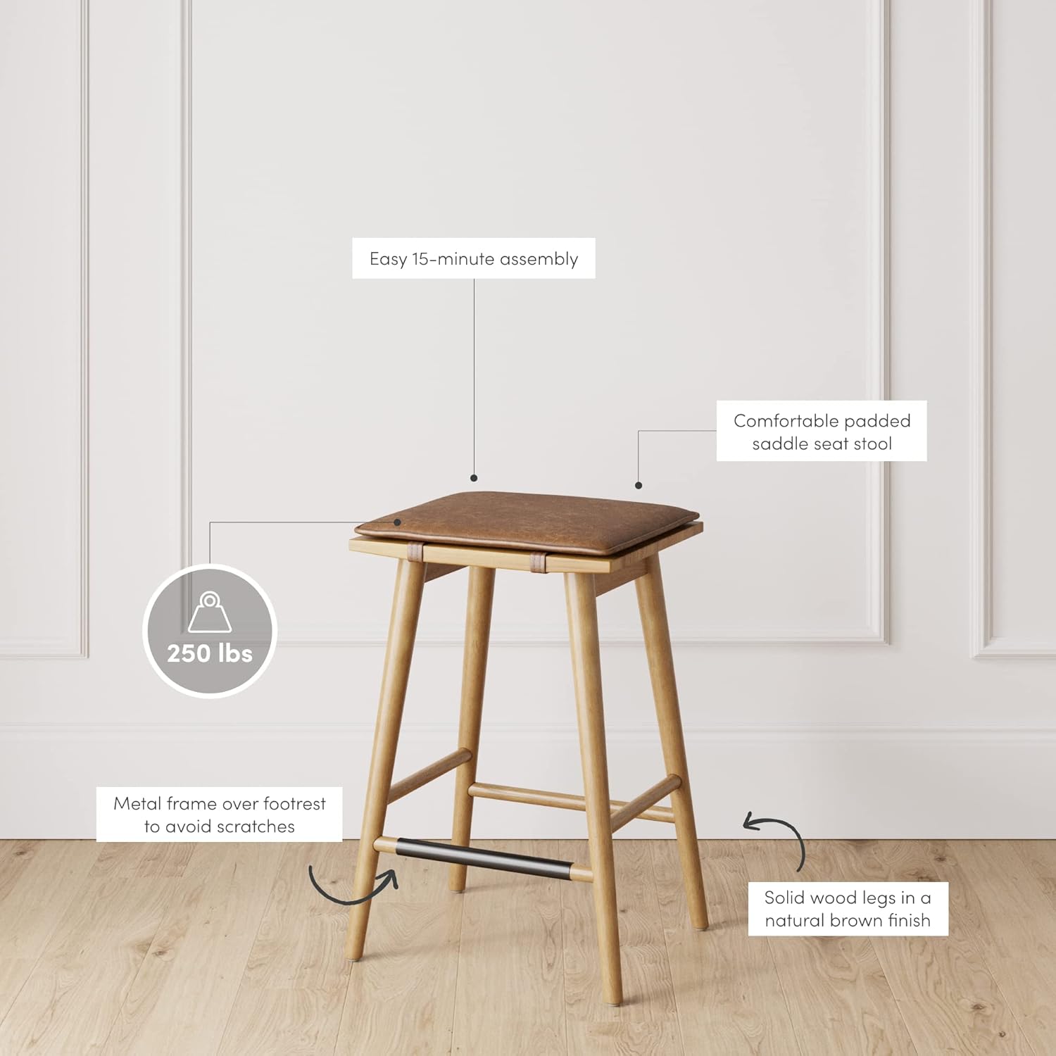 24" Chestnut Brown Bar Stools Set of 2