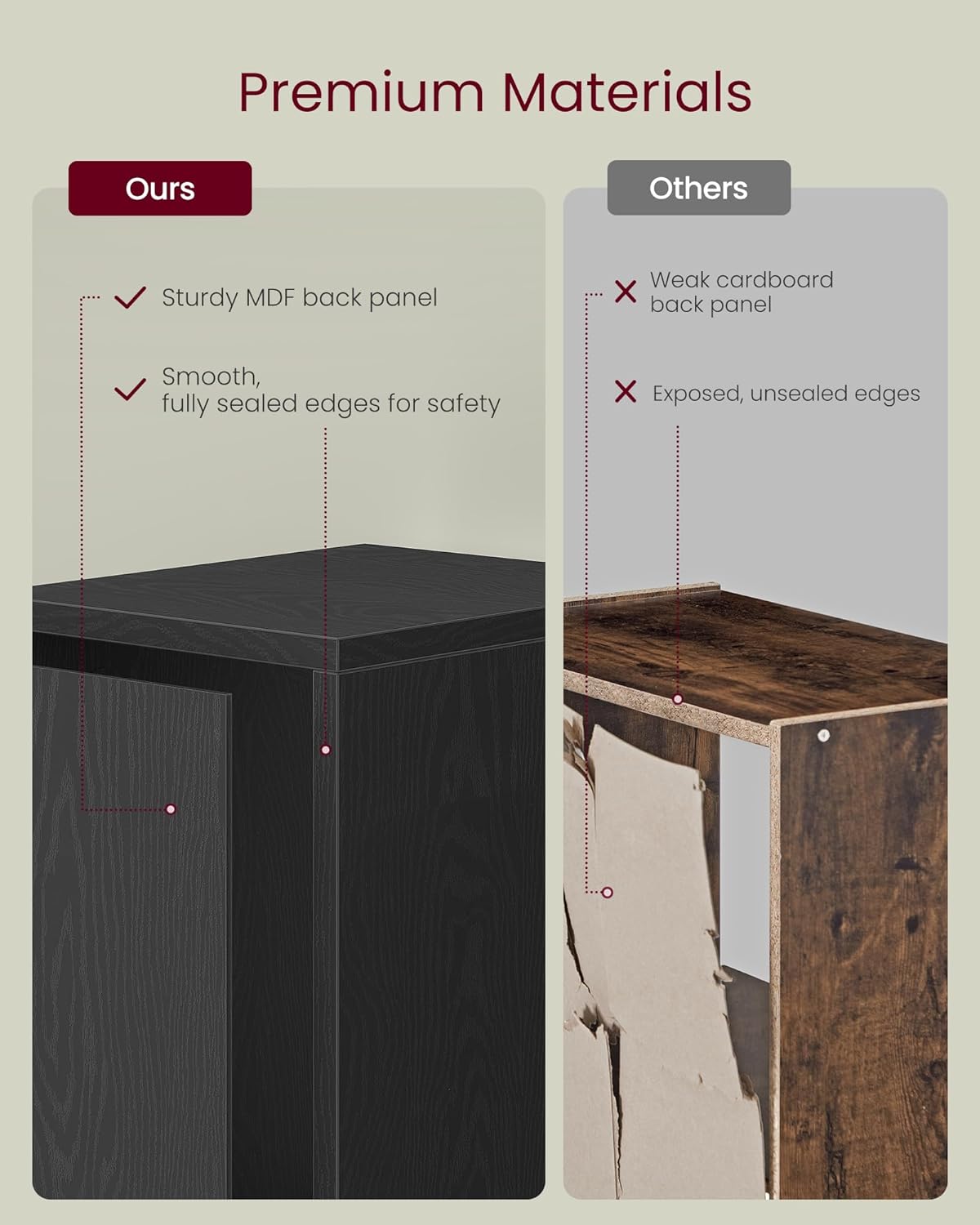 3-Tier Bookshelf 9.4 x 7.9 x 37.3 Inches
