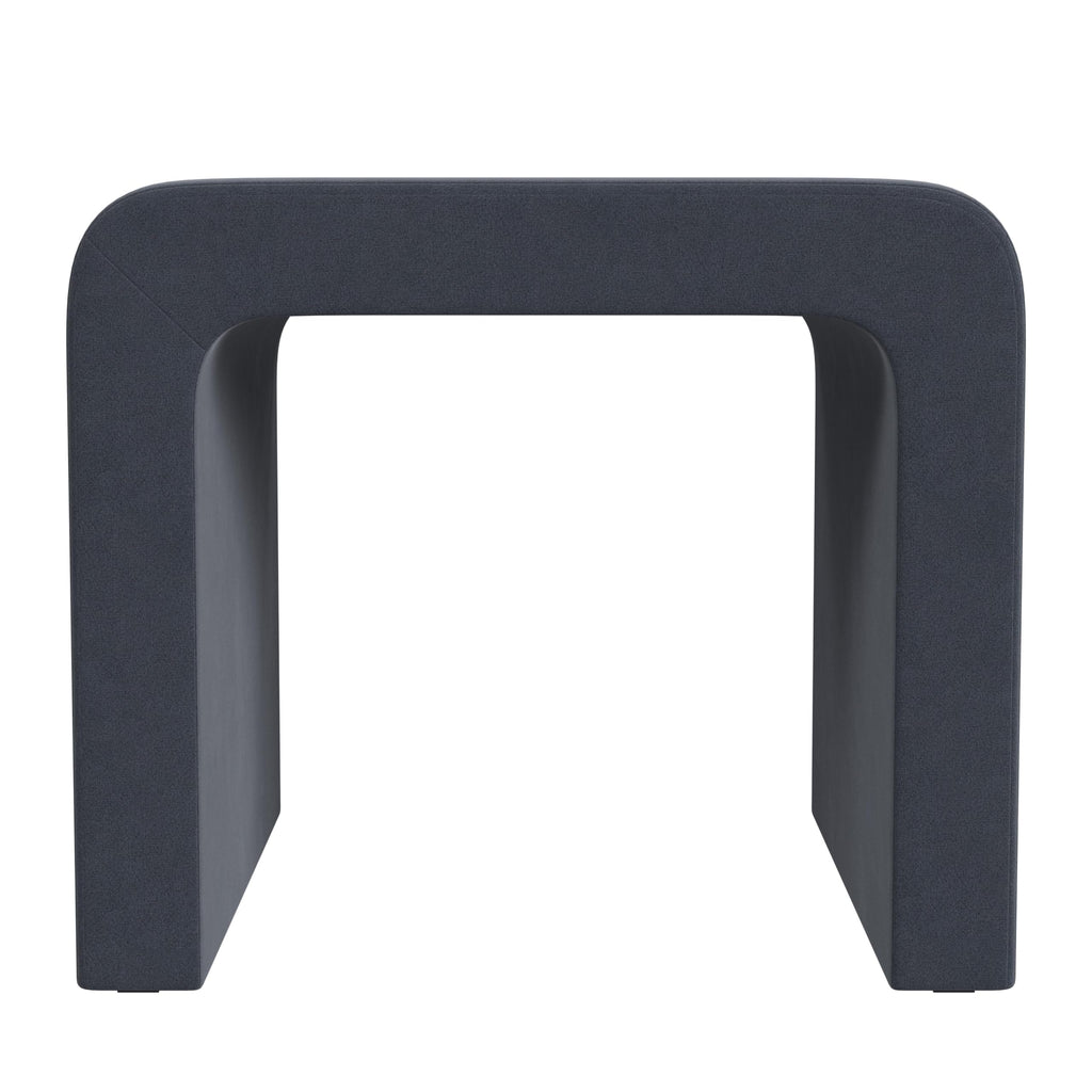 Steel Blue Velvet Ottoman