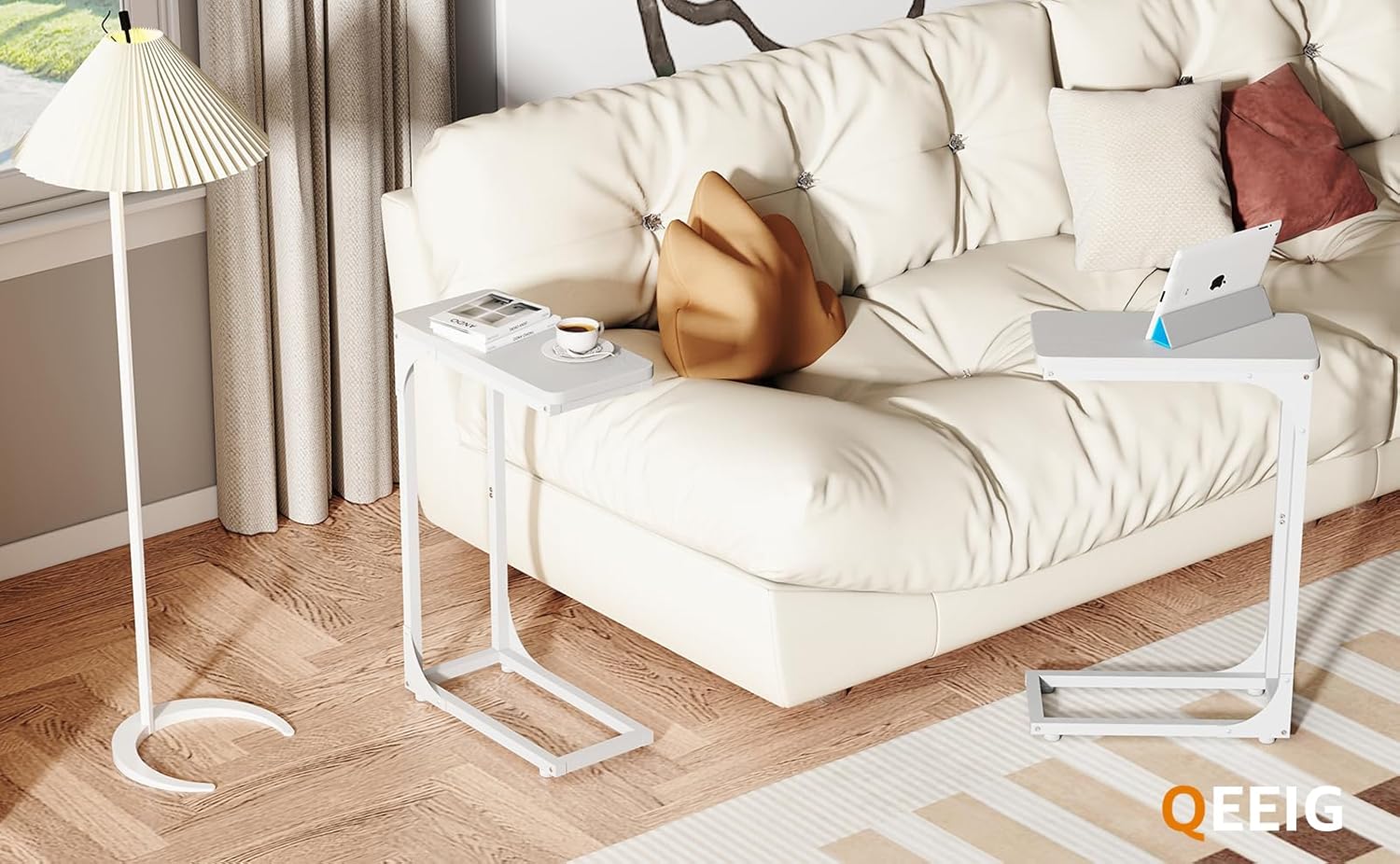 Set of 2 Narrow C-Shaped Side Tables