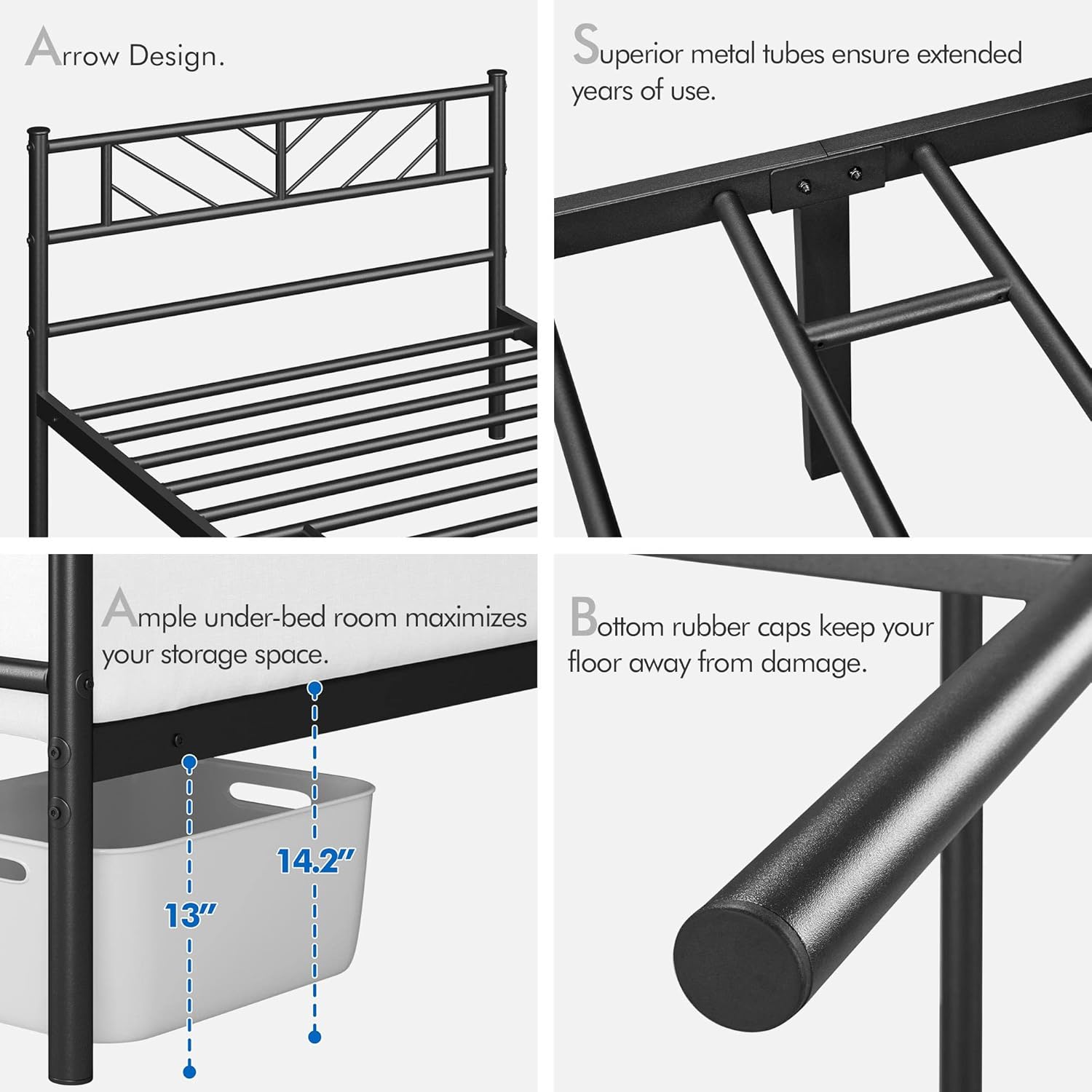 Twin Size Metal Platform Bed Frame with Headboard