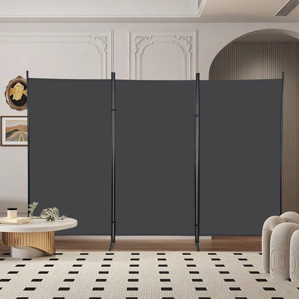 Grey 3-Panel Room Divider 102" x 70"
