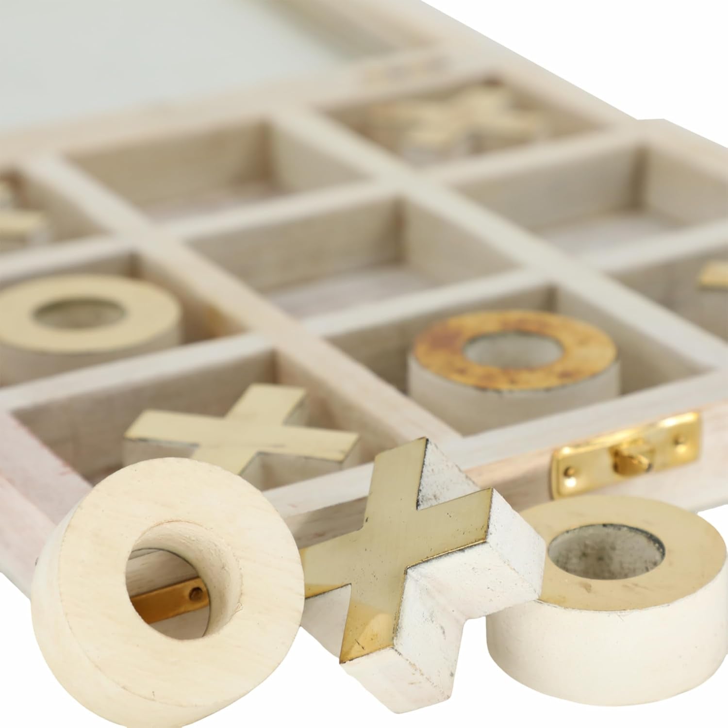 Wooden Tic Tac Toe Game 8" with Glass Lid