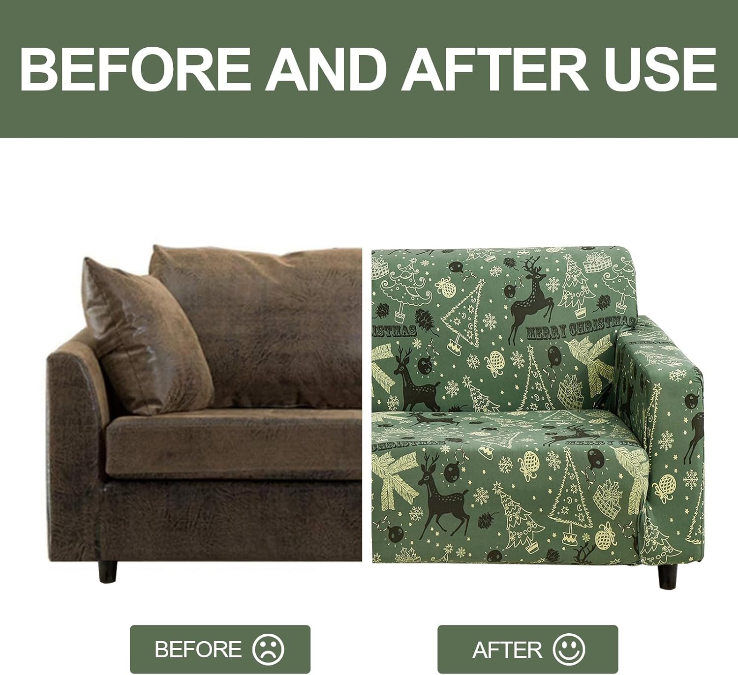 Christmas Sofa Slipcover for 3 Seater Couch