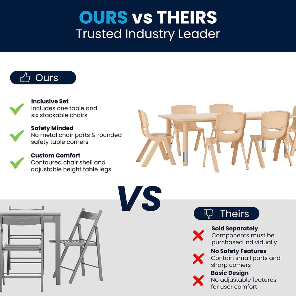 Classroom Activity Table with 6 Chairs 23.625"W x 47.25"L