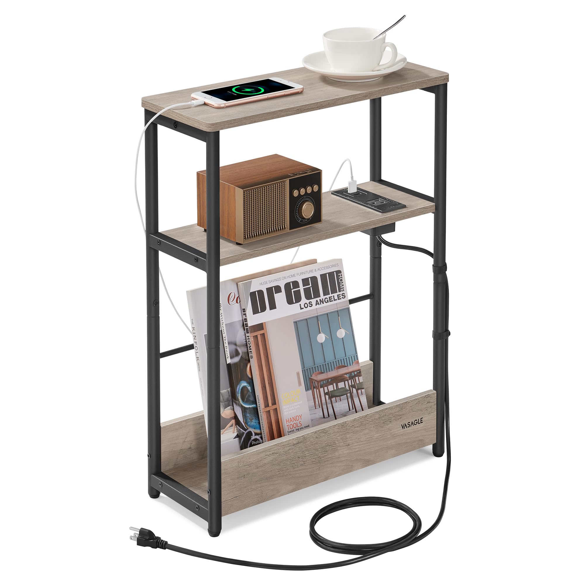 Small Side Table with Charging Station