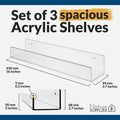 Set of 3 Acrylic Floating Shelves 16"