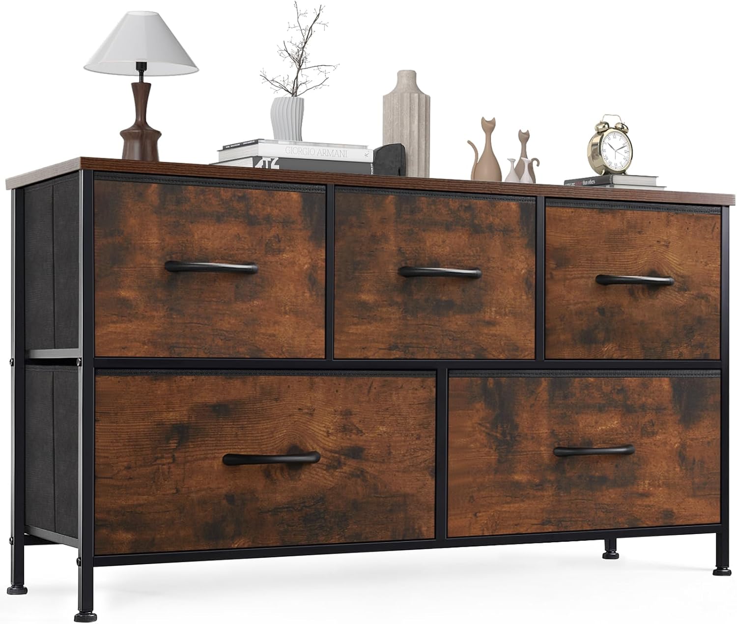 5 Drawer Dresser Nightstand 39.4"W