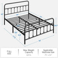 Full Size Metal Platform Bed Frame with Storage, Black