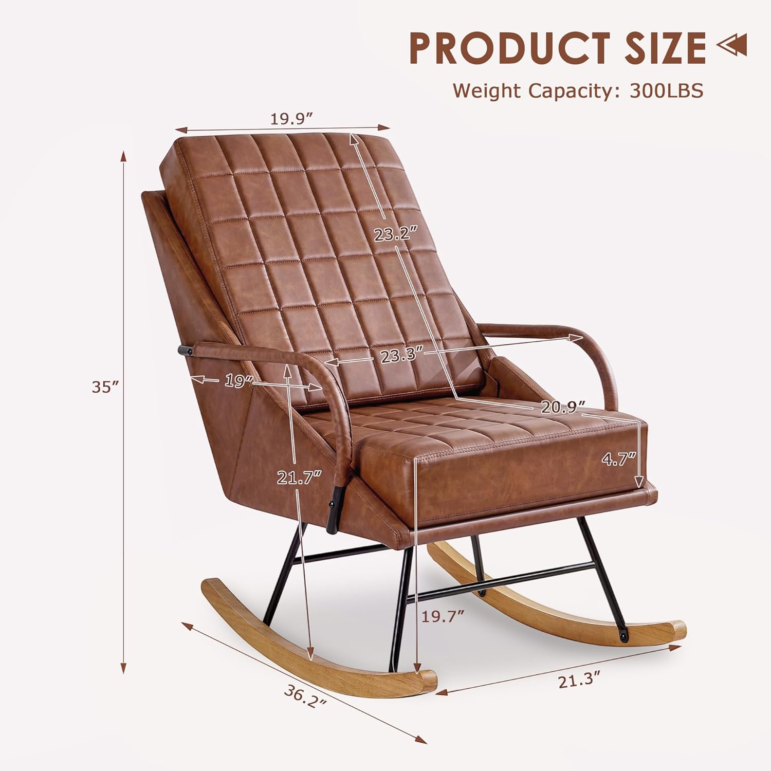 Brown Oversize Leather Rocking Chair