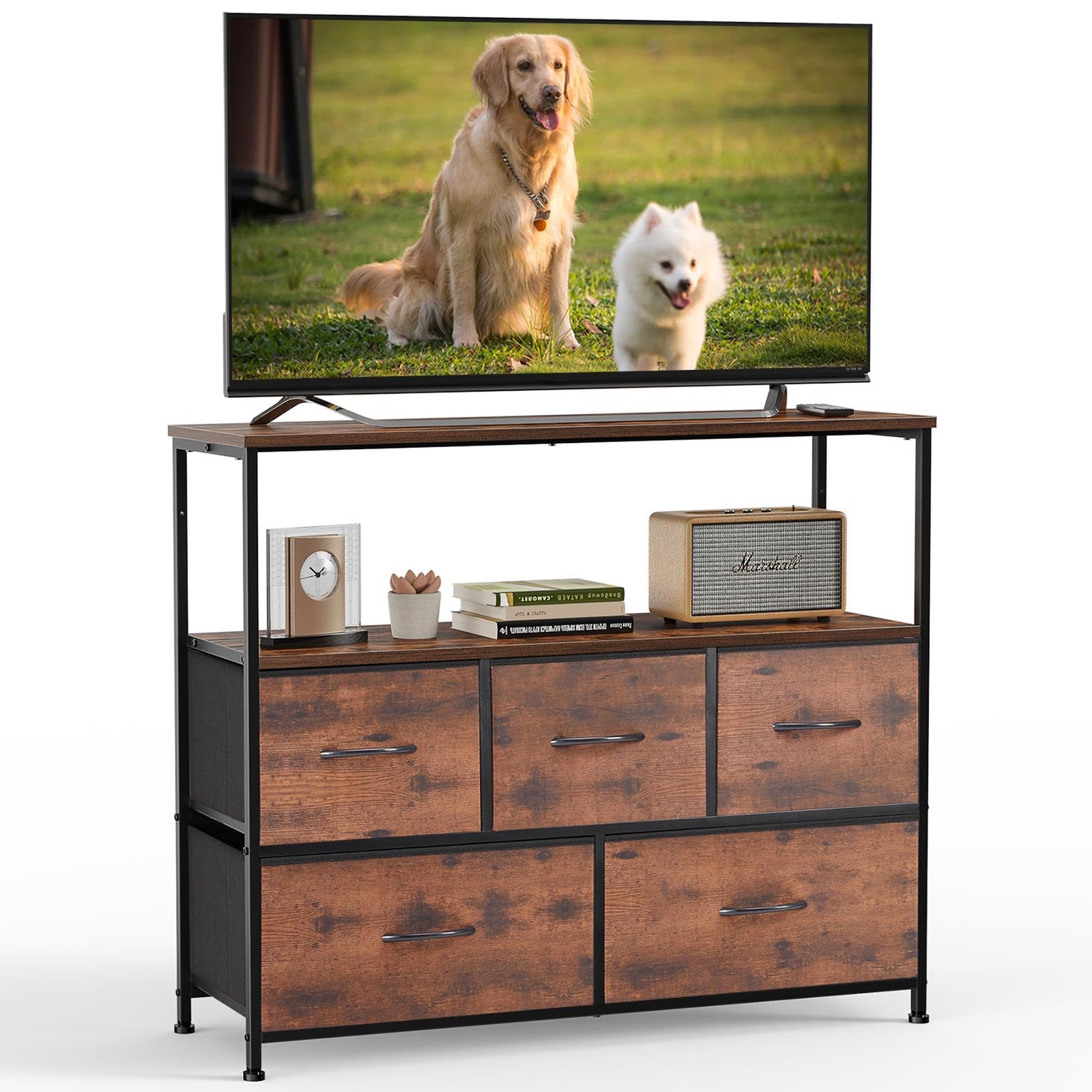 TV Stand with 5 Fabric Drawers for 45" TV