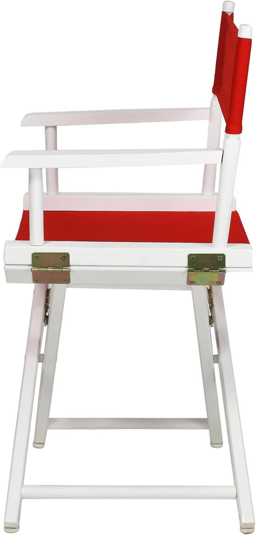 18" Director's Chair with White Frame and Red Canvas