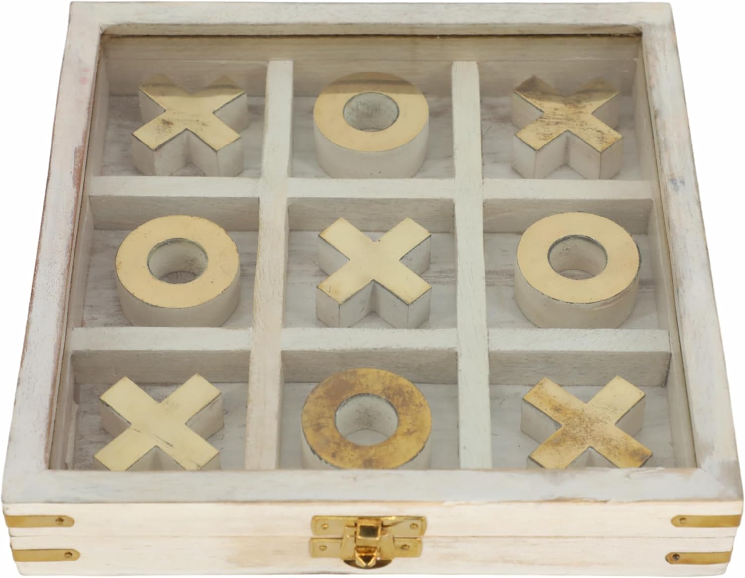 Wooden Tic Tac Toe Game 8" with Glass Lid