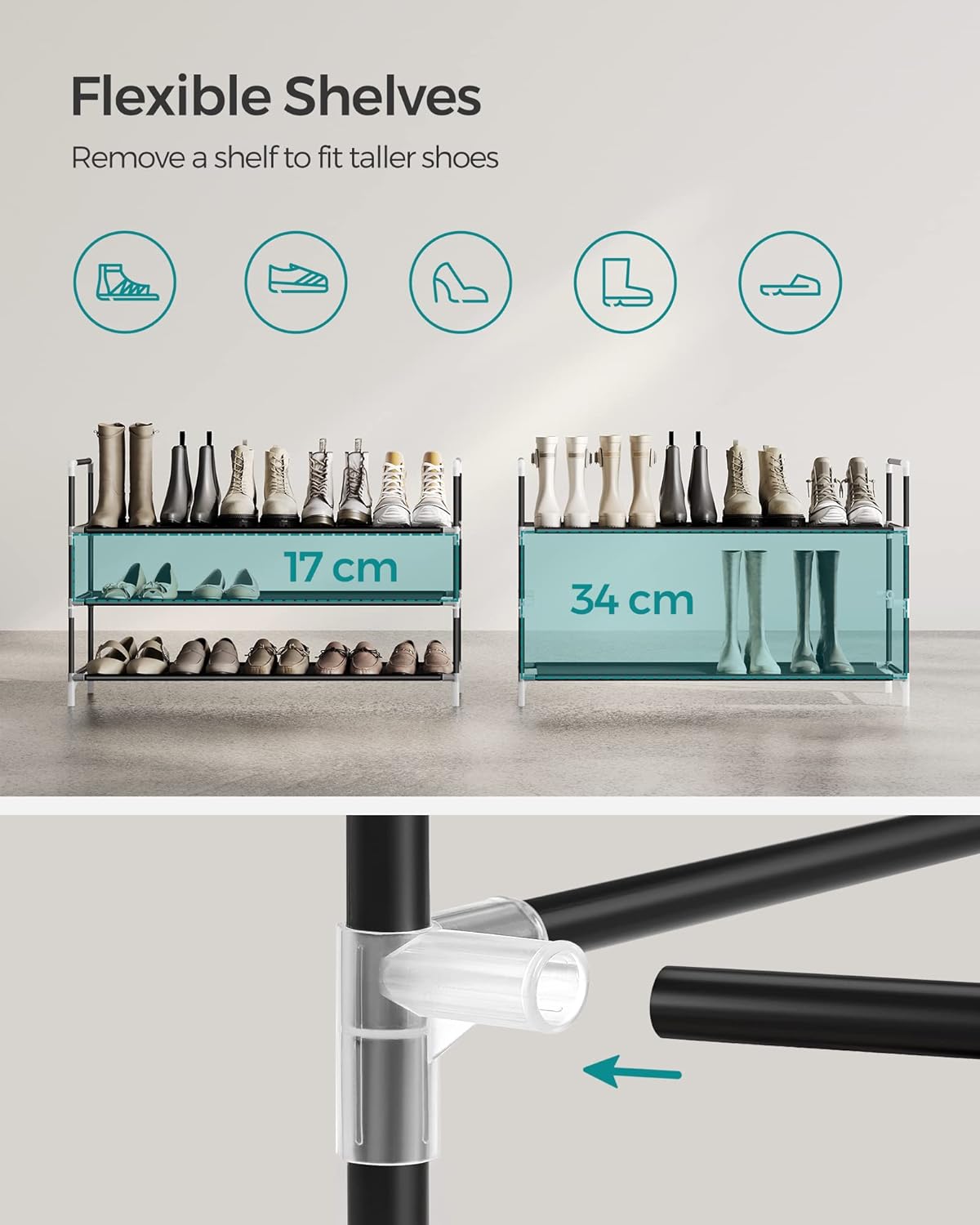 3-Tier Shoe Rack Slim Space-Saving